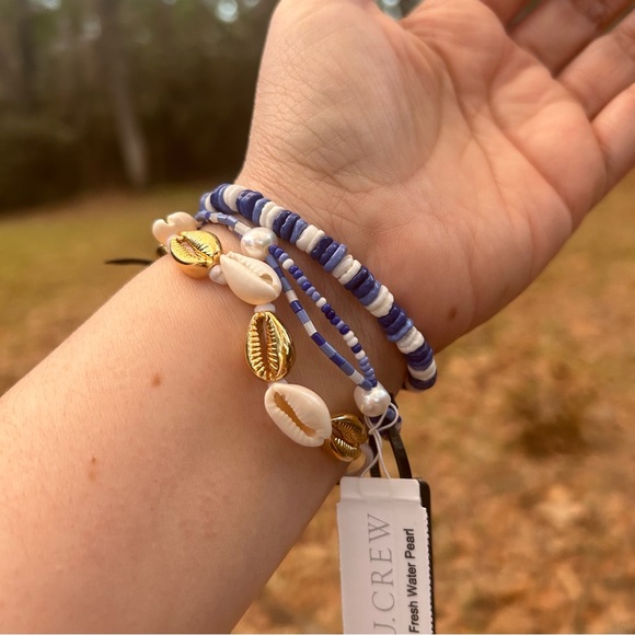 J.Crew New Seaside Bracelet Set of 3 NWT fresh water Pearl vacation resort coast - Picture 8 of 11